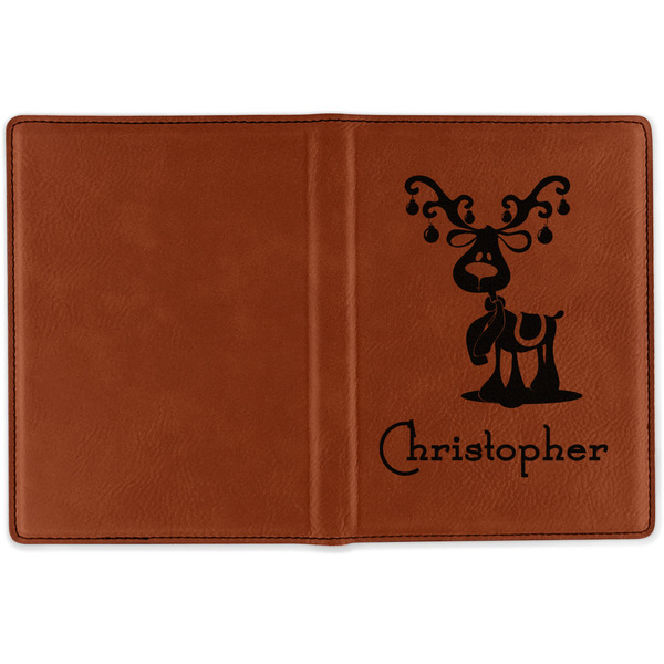 Reindeer Cognac Leather Passport Holder Outside Single Sided - Apvl