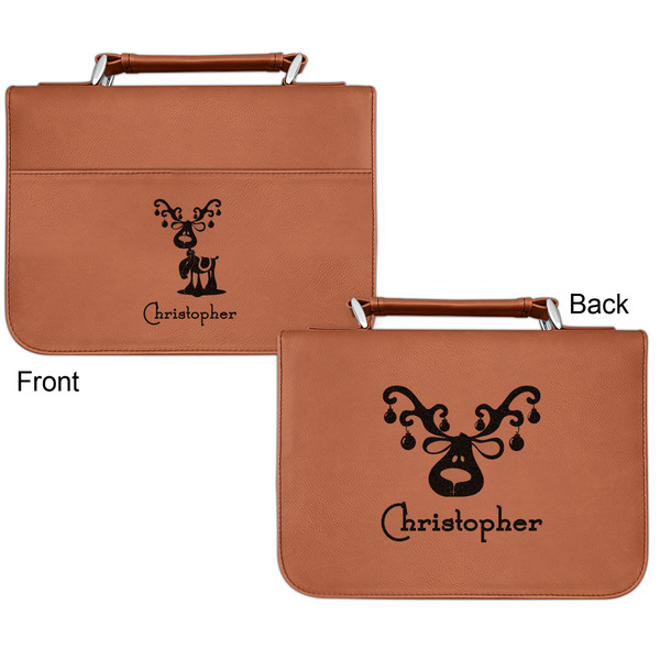 Reindeer Cognac Leatherette Bible Covers - Small Double Sided Apvl