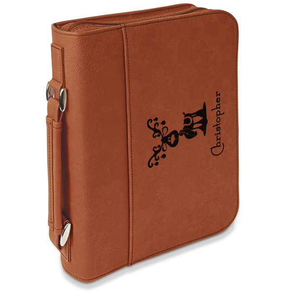 Custom Reindeer Leatherette Bible Cover with Handle & Zipper - Large- Single Sided (Personalized)