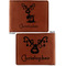 Reindeer Cognac Leatherette Bifold Wallets - Front and Back