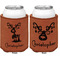 Reindeer Cognac Leatherette Can Sleeve - Double Sided Front and Back