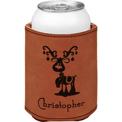 Reindeer Leatherette Can Sleeve - Single Sided (Personalized)
