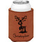 Reindeer Cognac Leatherette Can Sleeve - Single Front