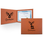 Reindeer Leatherette Certificate Holder - Front and Inside (Personalized)