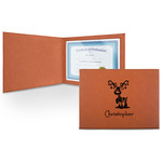 Reindeer Leatherette Certificate Holder - Front (Personalized)