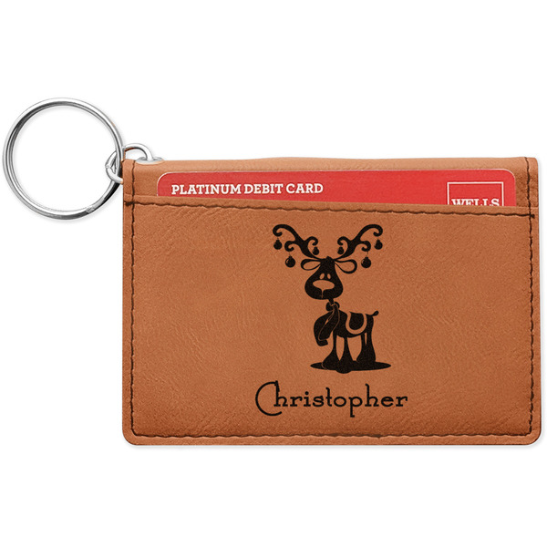 Custom Reindeer Leatherette Keychain ID Holder - Single Sided (Personalized)