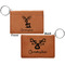 Reindeer Cognac Leatherette Keychain ID Holders - Front and Back Apvl