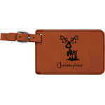 Reindeer Leatherette Luggage Tag (Personalized)
