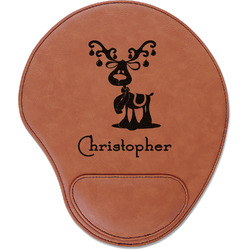 Reindeer Leatherette Mouse Pad with Wrist Support (Personalized)