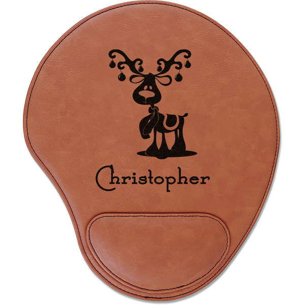 Custom Reindeer Leatherette Mouse Pad with Wrist Support (Personalized)
