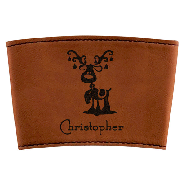 Custom Reindeer Leatherette Cup Sleeve (Personalized)