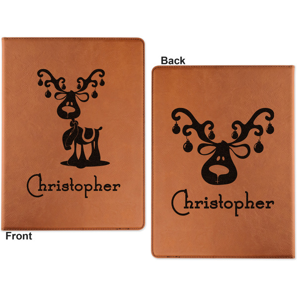 Reindeer Cognac Leatherette Portfolios with Notepad - Large - Double Sided - Apvl