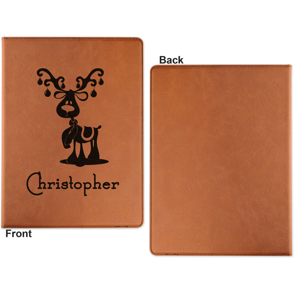 Reindeer Cognac Leatherette Portfolios with Notepad - Large - Single Sided - Apvl
