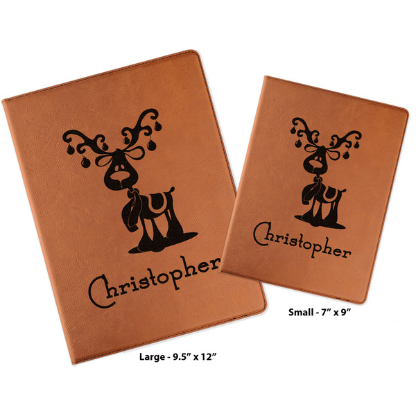 Reindeer Cognac Leatherette Portfolios with Notepads - Compare Sizes