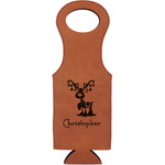 Reindeer Leatherette Wine Tote - Single Sided (Personalized)