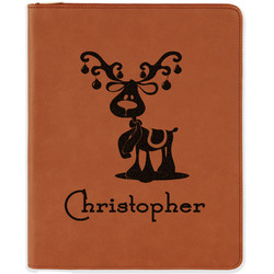 Reindeer Leatherette Zipper Portfolio with Notepad - Single Sided (Personalized)