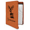 Reindeer Cognac Leatherette Zipper Portfolios with Notepad - Main