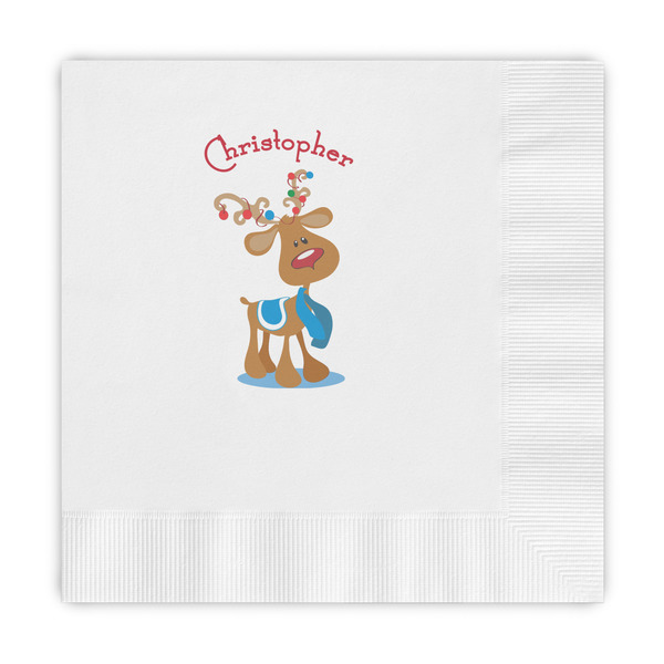 Custom Reindeer Embossed Decorative Napkins (Personalized)