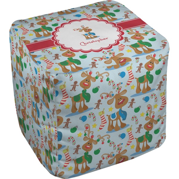 Custom Reindeer Cube Pouf Ottoman (Personalized)