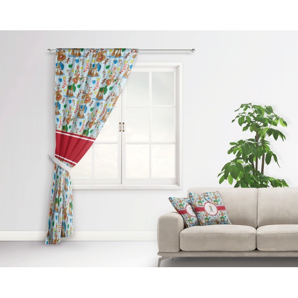 Reindeer Curtain With Window and Rod - in Room Matching Pillow
