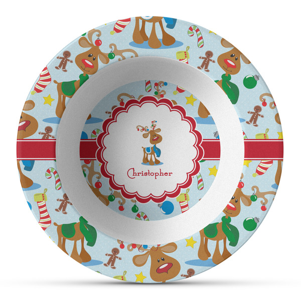 Custom Reindeer Plastic Bowl - Microwave Safe - Composite Polymer (Personalized)