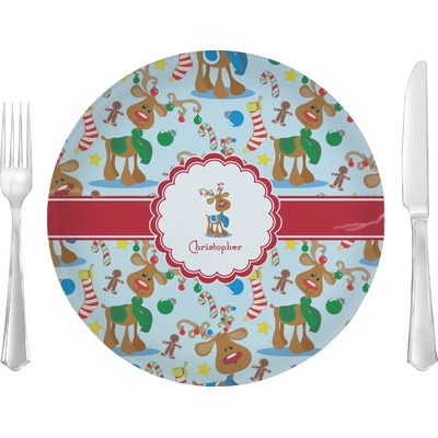 Reindeer 10" Glass Lunch / Dinner Plates - Single or Set (Personalized)