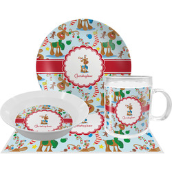 Reindeer Dinner Set - Single 4 Pc Setting w/ Name or Text