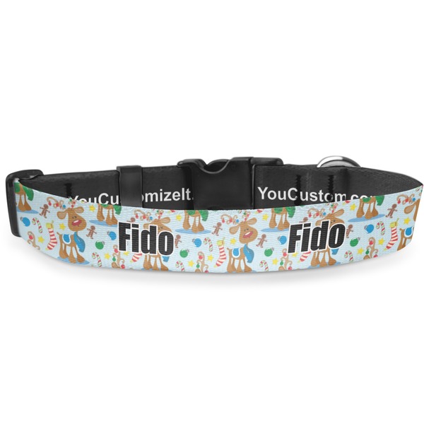 Custom Reindeer Deluxe Dog Collar - Small (8.5" to 12.5") (Personalized)