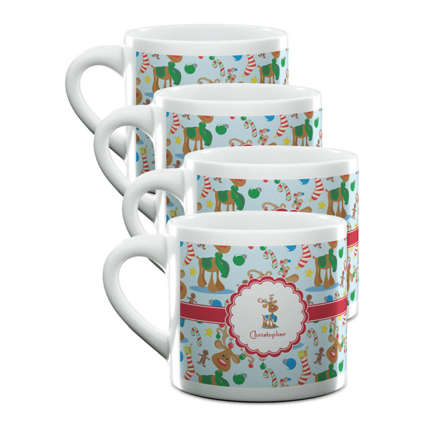 Custom Reindeer Double Shot Espresso Cups - Set of 4 (Personalized)