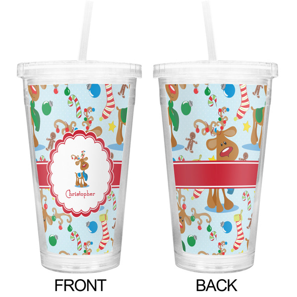 Reindeer Double Wall Tumbler with Straw - Approval