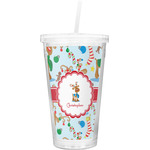 Reindeer Double Wall Tumbler with Straw (Personalized)