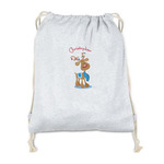Reindeer Drawstring Backpack - Sweatshirt Fleece - Double Sided (Personalized)