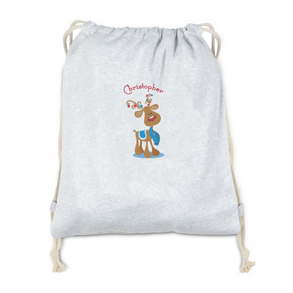 Custom Reindeer Drawstring Backpack - Sweatshirt Fleece - Double Sided (Personalized)