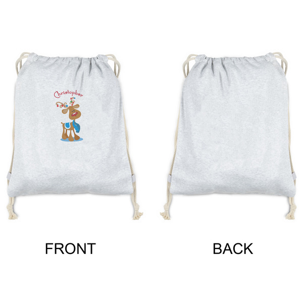 Reindeer Drawstring Backpacks - Sweatshirt Fleece - Single Sided - APPROVAL