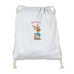 Reindeer Drawstring Backpack - Sweatshirt Fleece - Single Sided (Personalized)