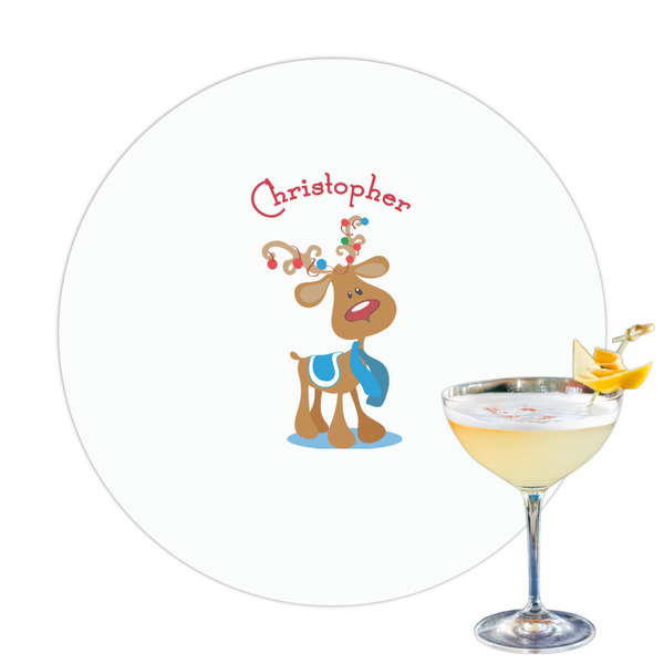 Custom Reindeer Printed Drink Topper (Personalized)
