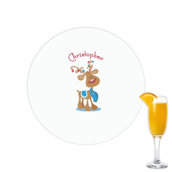 Custom Reindeer Printed Drink Topper - 2.15" (Personalized)