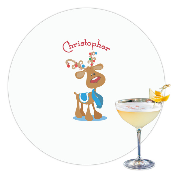 Custom Reindeer Printed Drink Topper - 3.5" (Personalized)