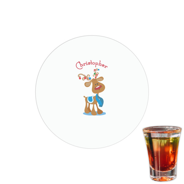 Custom Reindeer Printed Drink Topper - 1.5" (Personalized)
