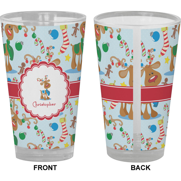 Reindeer Pint Glass - Full Color - Front & Back Views