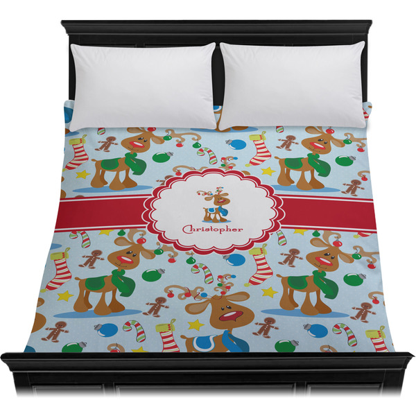 Reindeer Duvet Cover - Queen - On Bed - No Prop