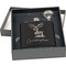 Reindeer Engraved Black Flask Gift Set