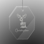 Reindeer Engraved Glass Ornament - Octagon (Personalized)