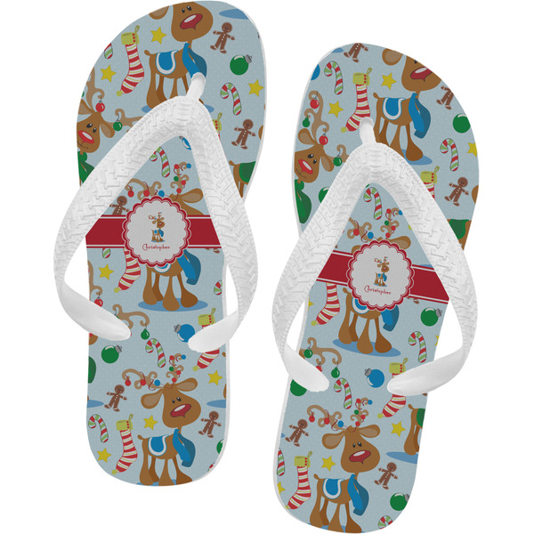 Custom Reindeer Flip Flops - Medium (Personalized)