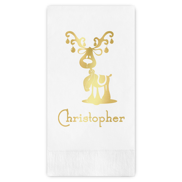 Custom Reindeer Guest Napkins - Foil Stamped (Personalized)