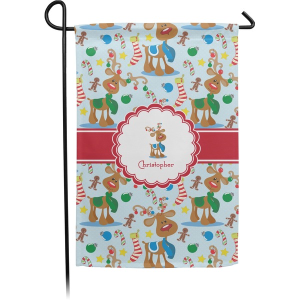 Custom Reindeer Small Garden Flag - Double Sided w/ Name or Text