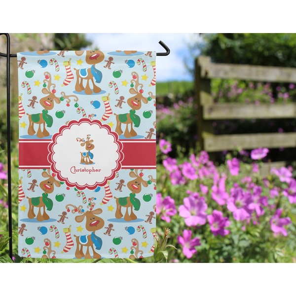 Reindeer Garden Flag - Outside In Flowers