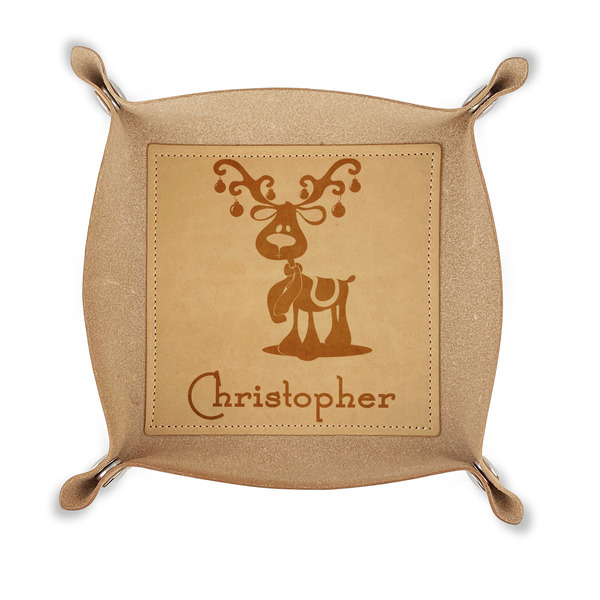Custom Reindeer Genuine Leather Valet Tray (Personalized)