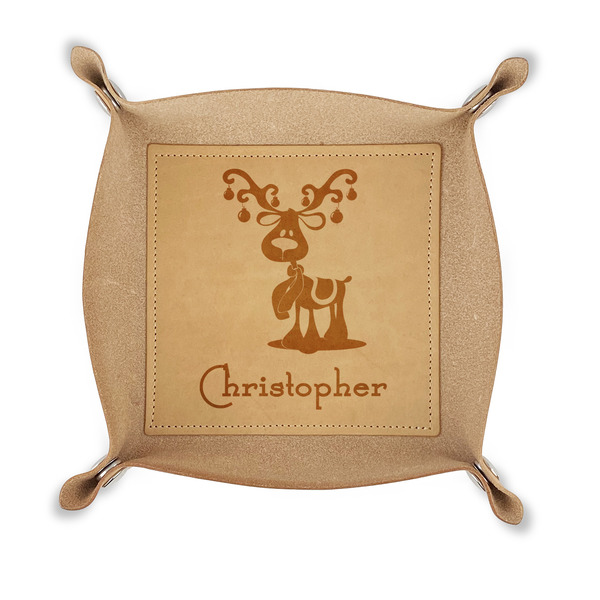 Custom Reindeer Genuine Leather Dice Tray (Personalized)