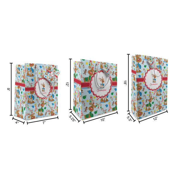 Reindeer Gift Bags - All Sizes - Dimensions